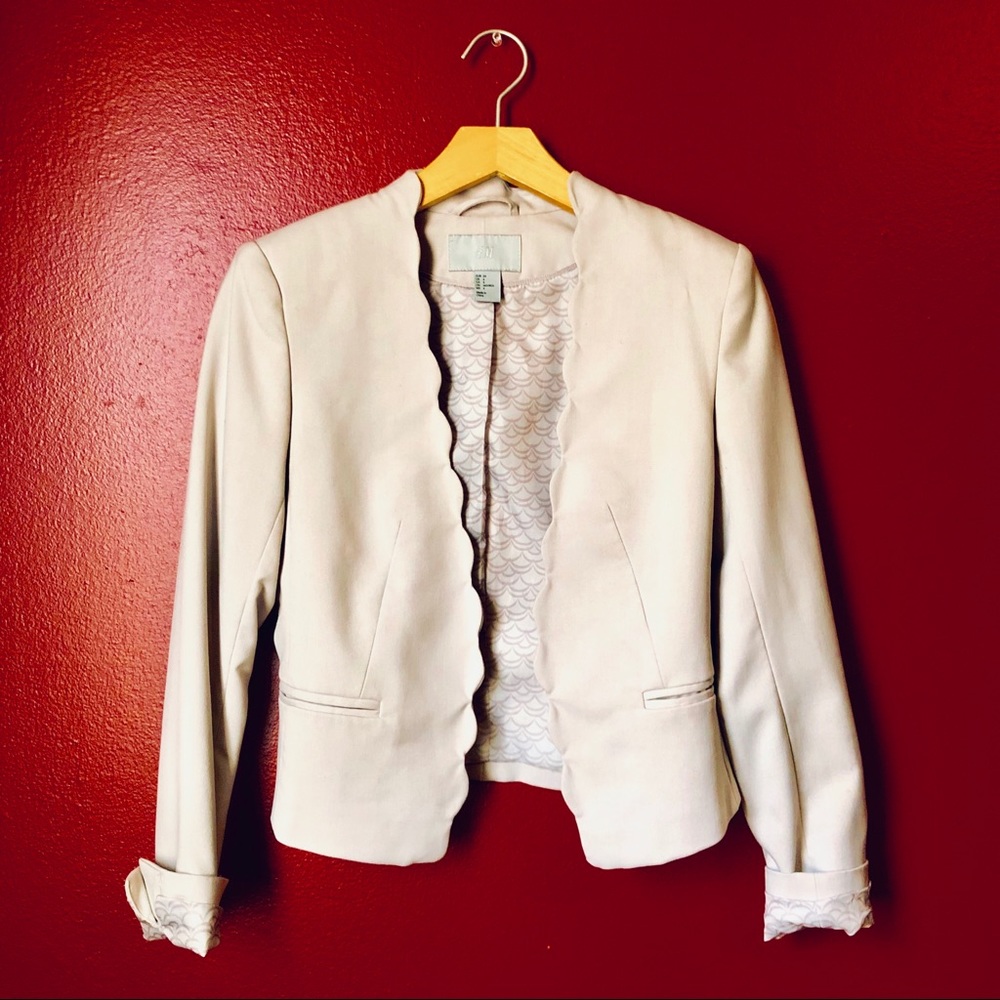 H&M Scallop Edge Suit Blazer Jacket SZ 4